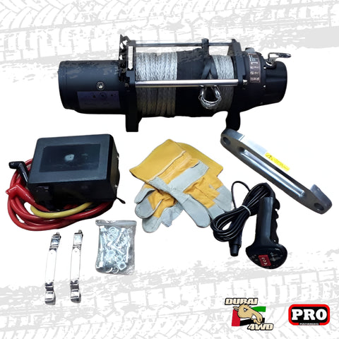 4x4 Off-Road Winch, a powerful accessory from Dubai 4WD. With a robust 8000lbs capacity, 12VDC operation