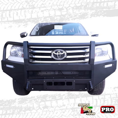 Toyota Hilux with our Australian-made Steel Front Bumper, a robust 4x4 accessory crafted from Dubai 4WD