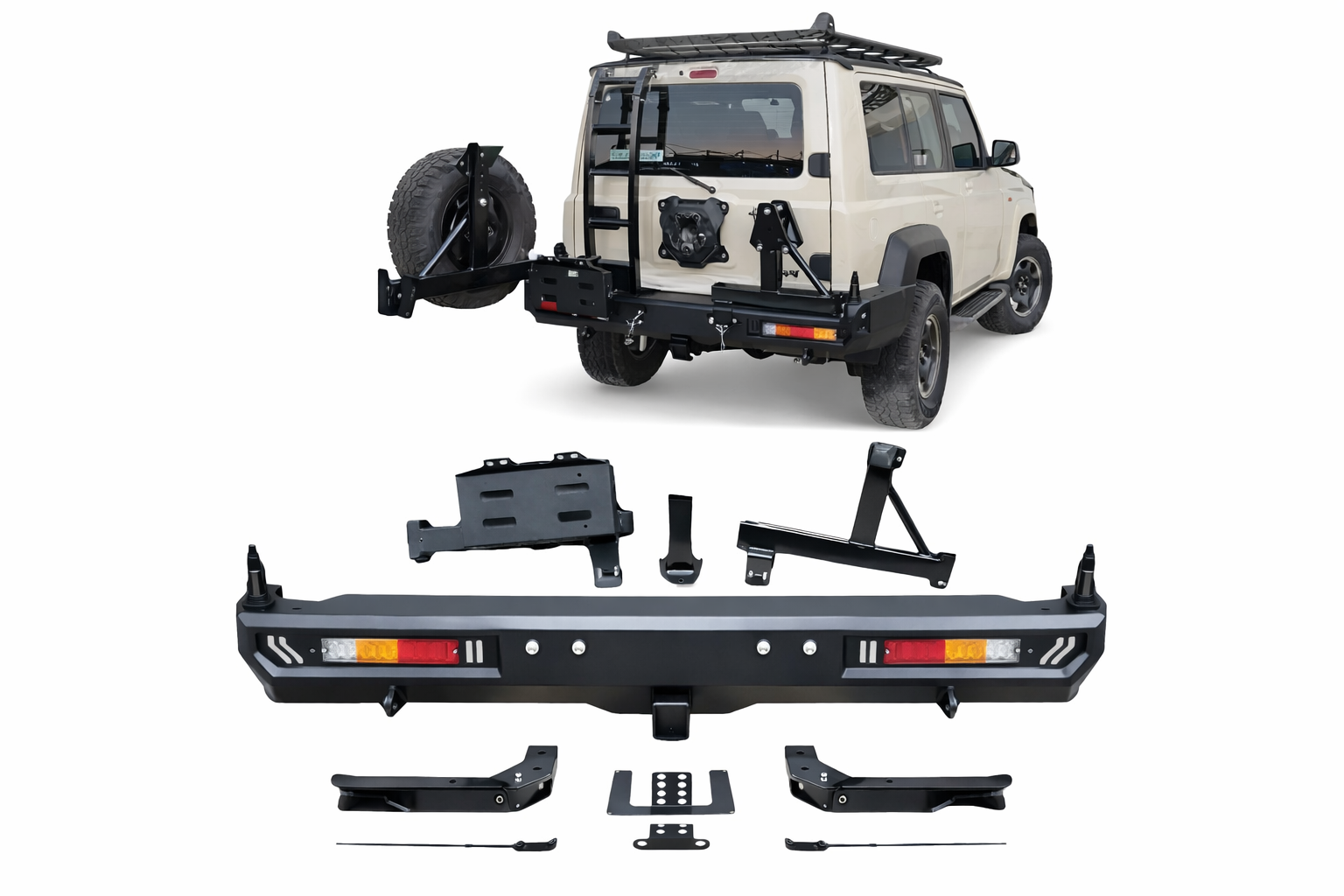 Suzuki Jimny Rear Bumper With One Tire & One Jerry Can Holder Pro Performance | UAE