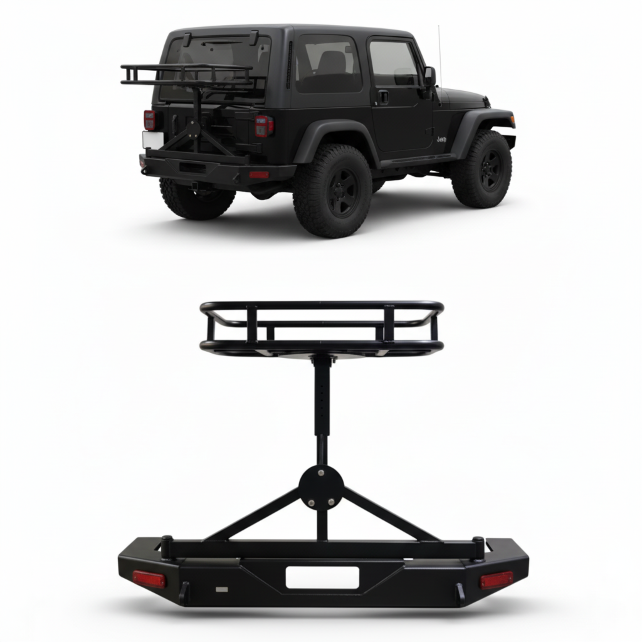 Jeep Wrangler Rear Bumper W/ Tyre Holder & Cargo Basket Pro Performance | UAE