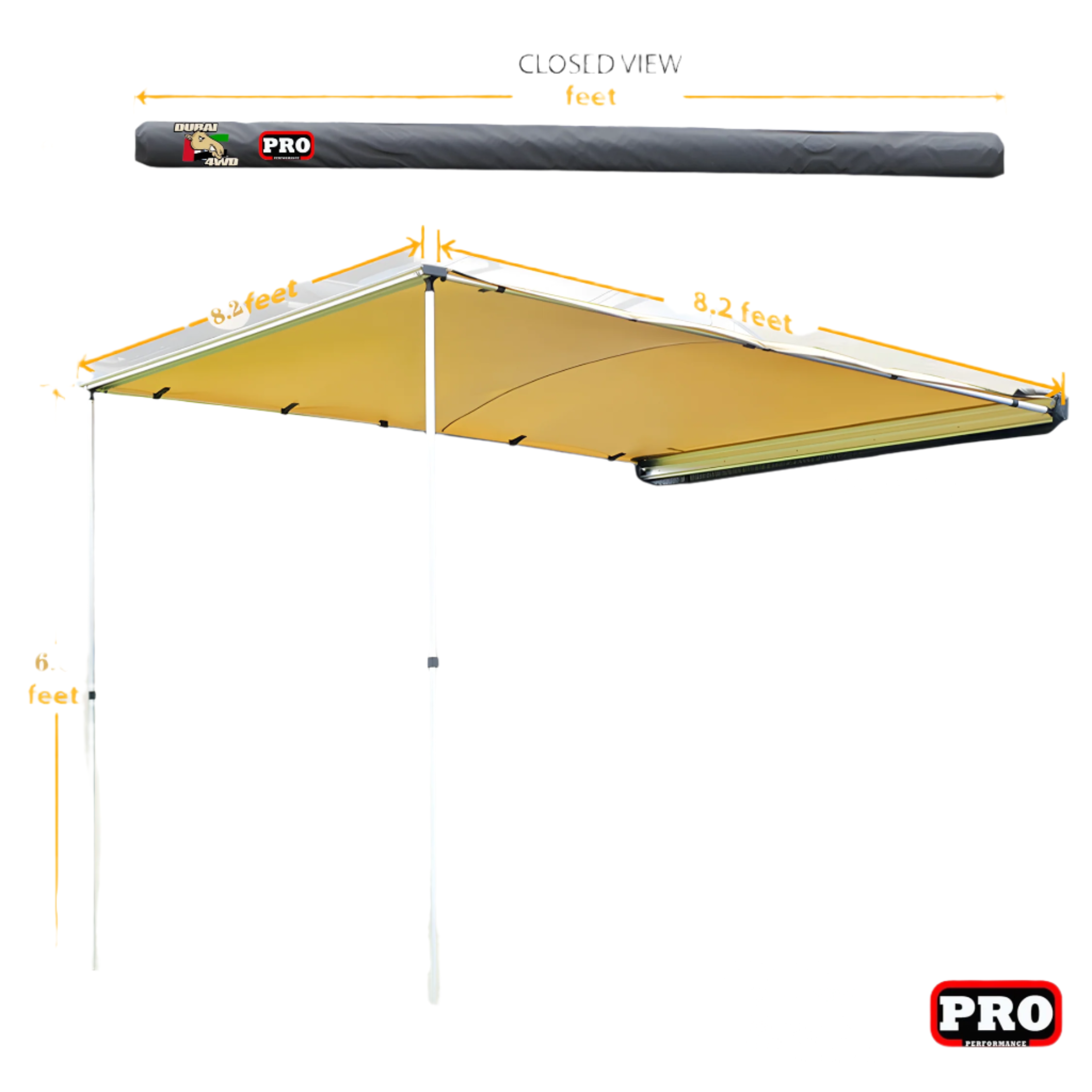 Dubai4WD awning, ideal for camping adventures. It deploys quickly, accessory mounted on your roof rack or bars.