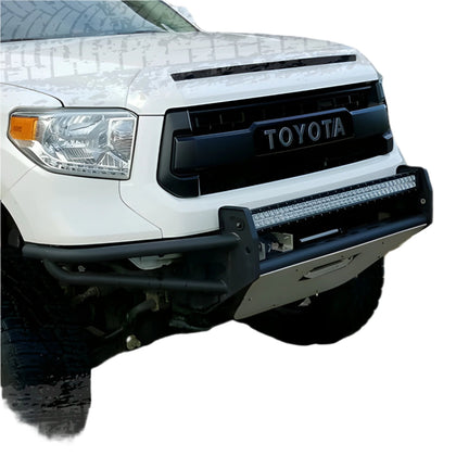 Introducing the Textured Black RSP Front Bumper with Skid Plate—an ideal non-modular from Dubai4WD 4x4 enthusiasts